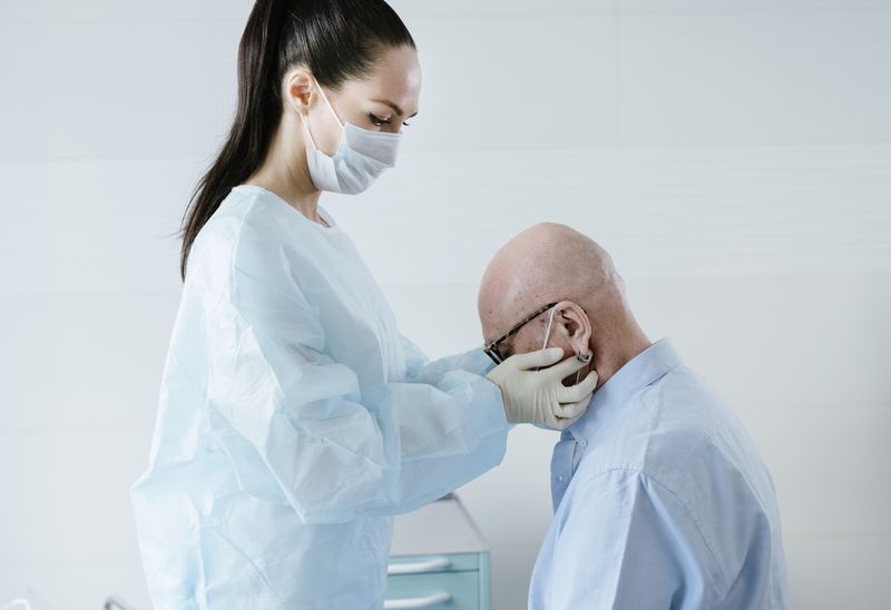 Hospital medical team in surgical setting