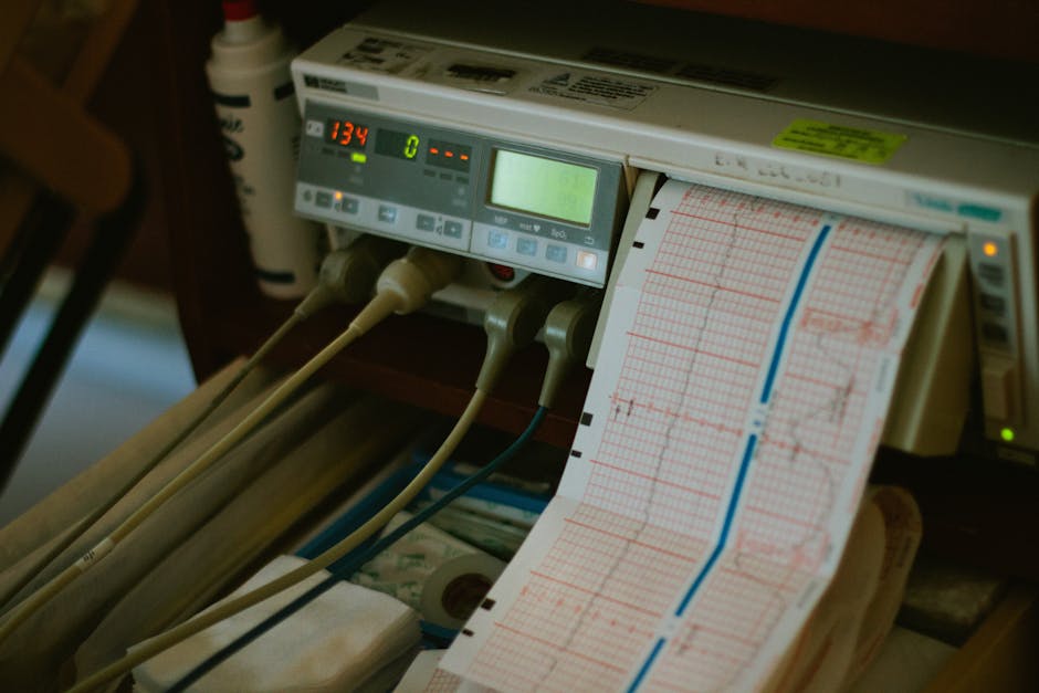 ECG machine displaying heart rate results