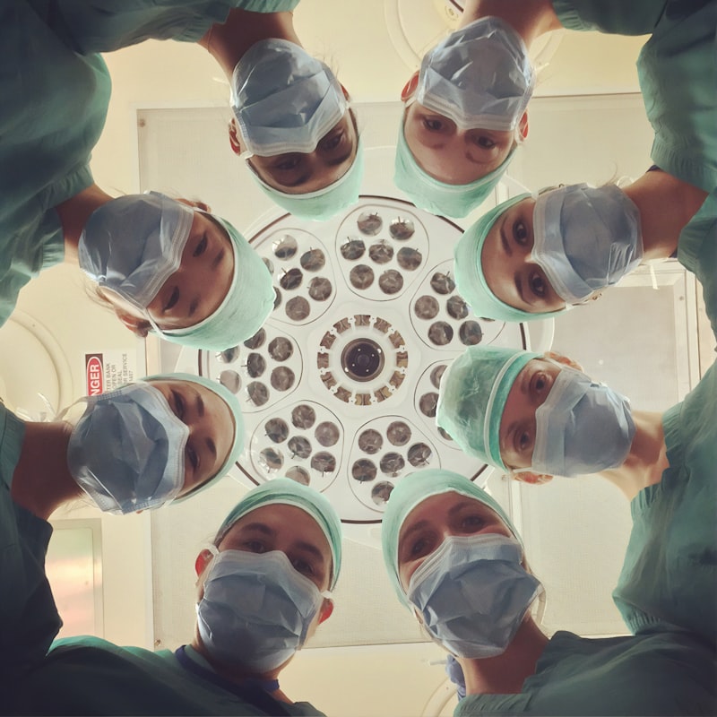 Surgical team performing eye surgery