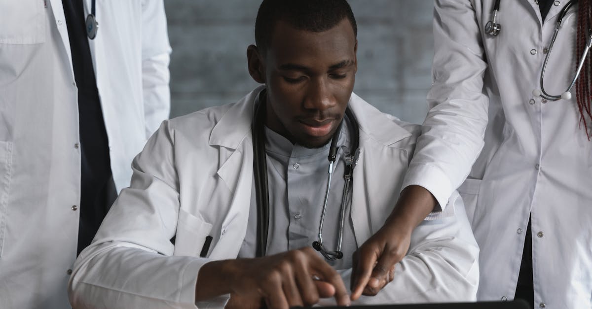Medical team collaborating on research and diagnosis