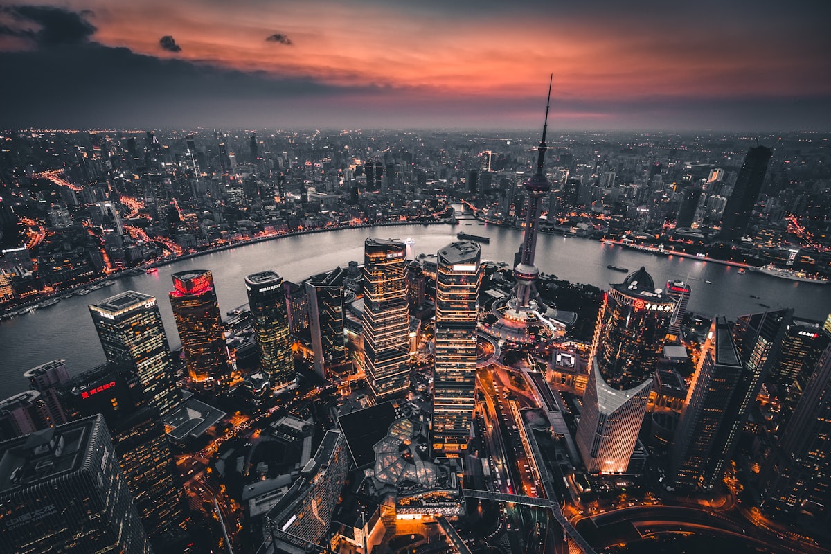 Shanghai skyline with modern hospital buildings