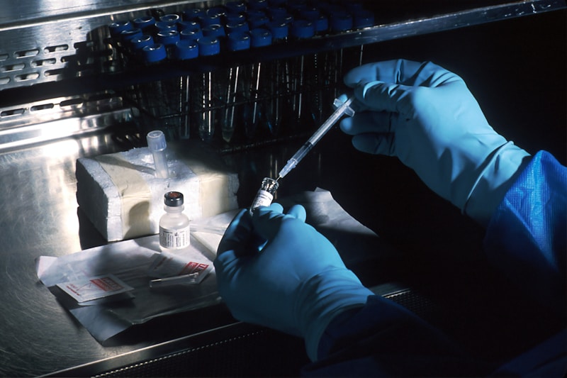 Scientists preparing cancer vaccine in laboratory